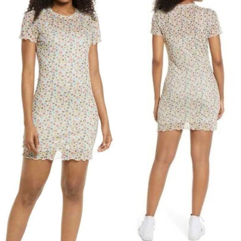 Nordstrom bp. Ditsy Print Mesh Overlay Dress Ivory Glass Ditsy Size S New w/Tag